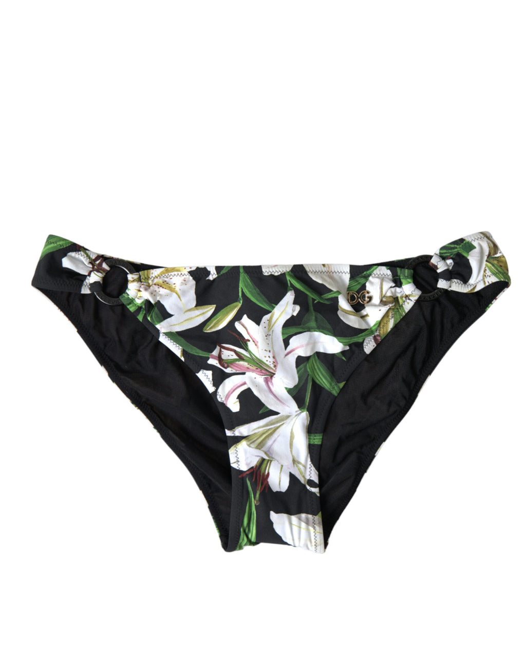 Black Lily Print Swimwear Bottom Beachwear Bikini - it4-l