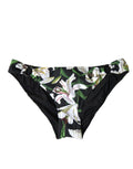 Black Lily Print Swimwear Bottom Beachwear Bikini - it4-l