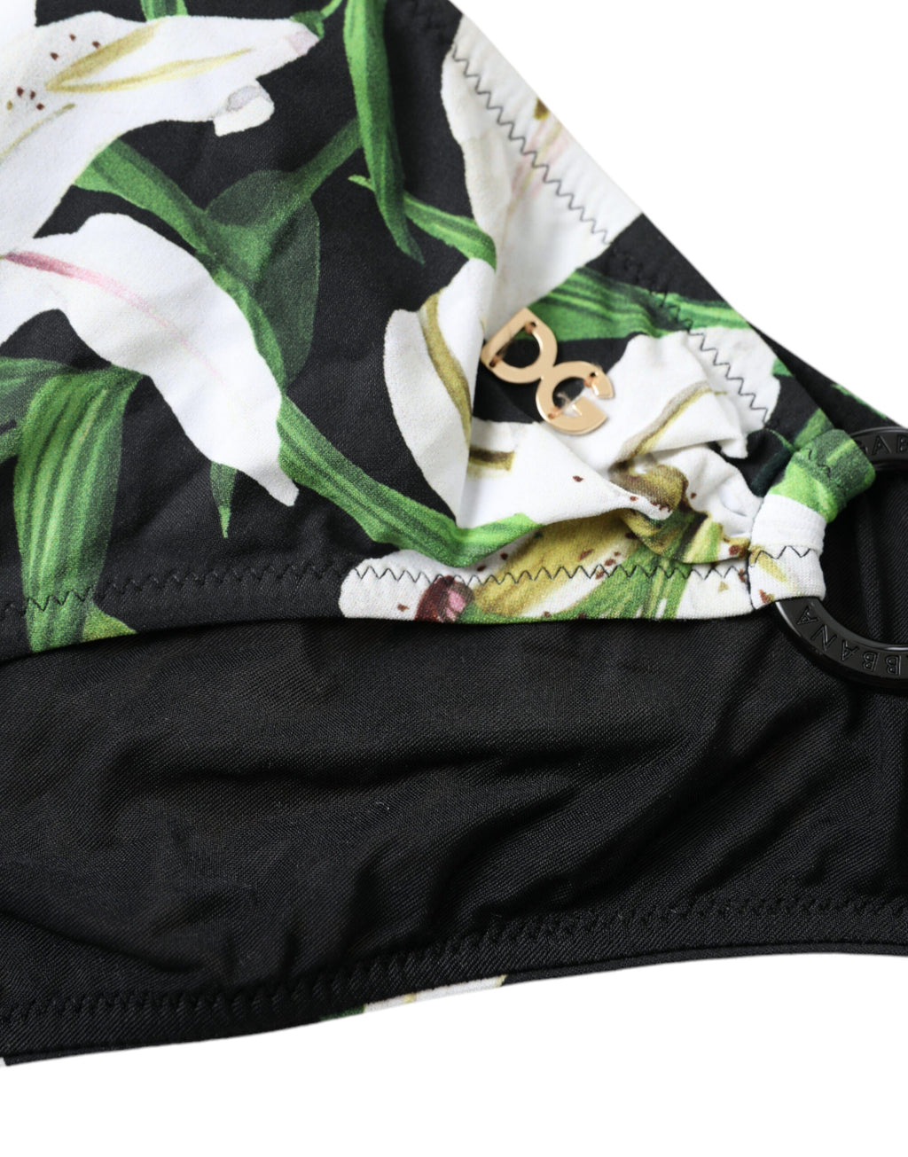 Black Lily Print Swimwear Bottom Beachwear Bikini - it4-l