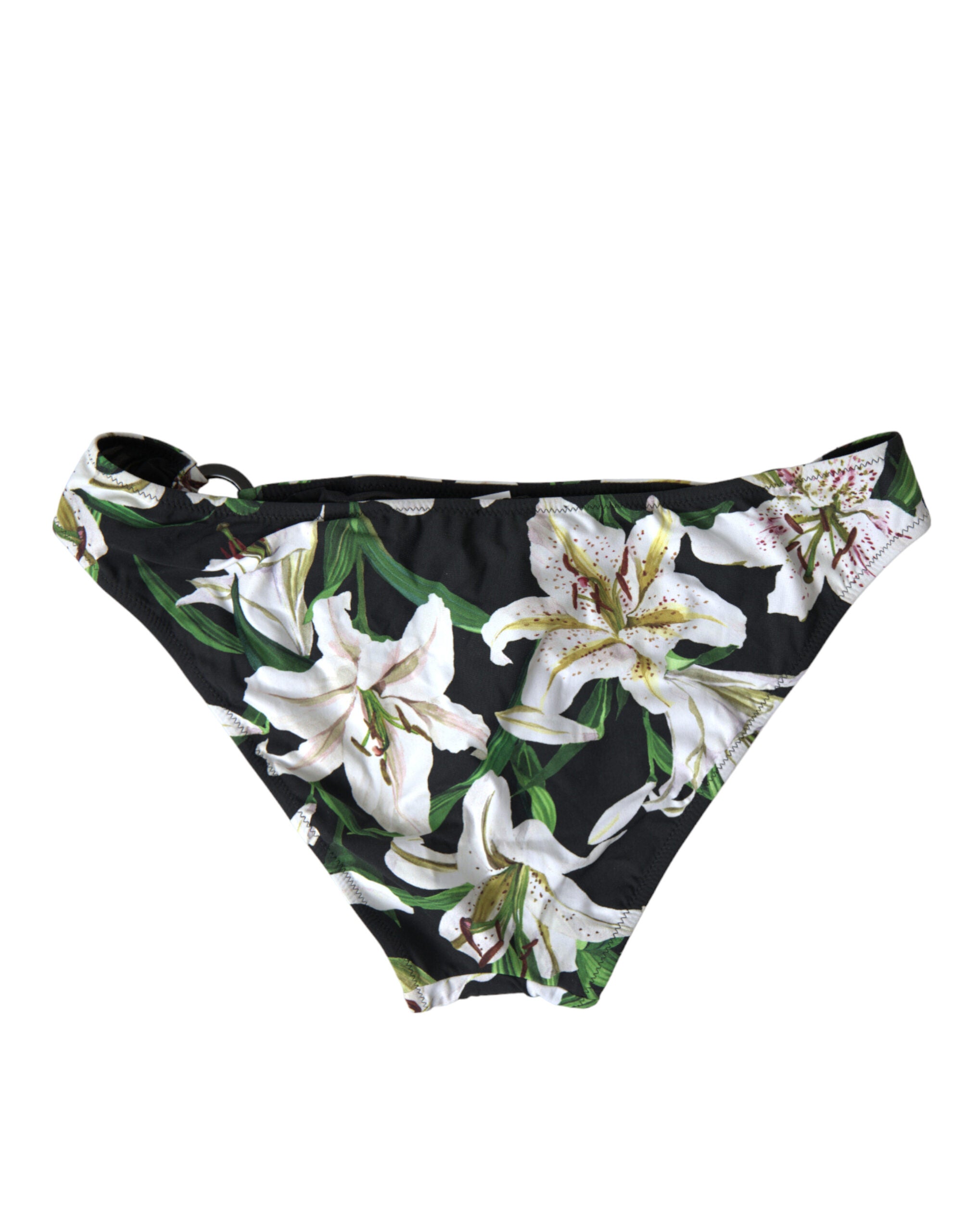 Black Lily Print Swimwear Bottom Beachwear Bikini - it4-l
