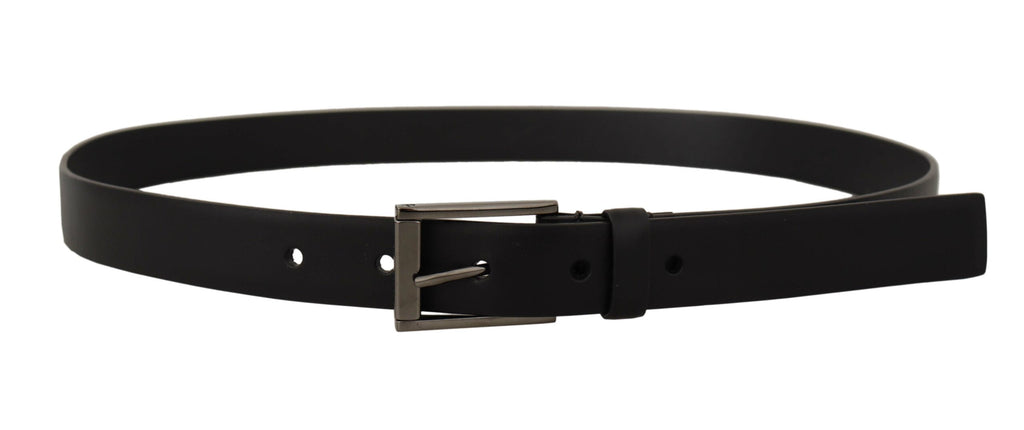 Black Calf Leather Vintage Steel Logo Buckle Belt - 90-cm-36-inches