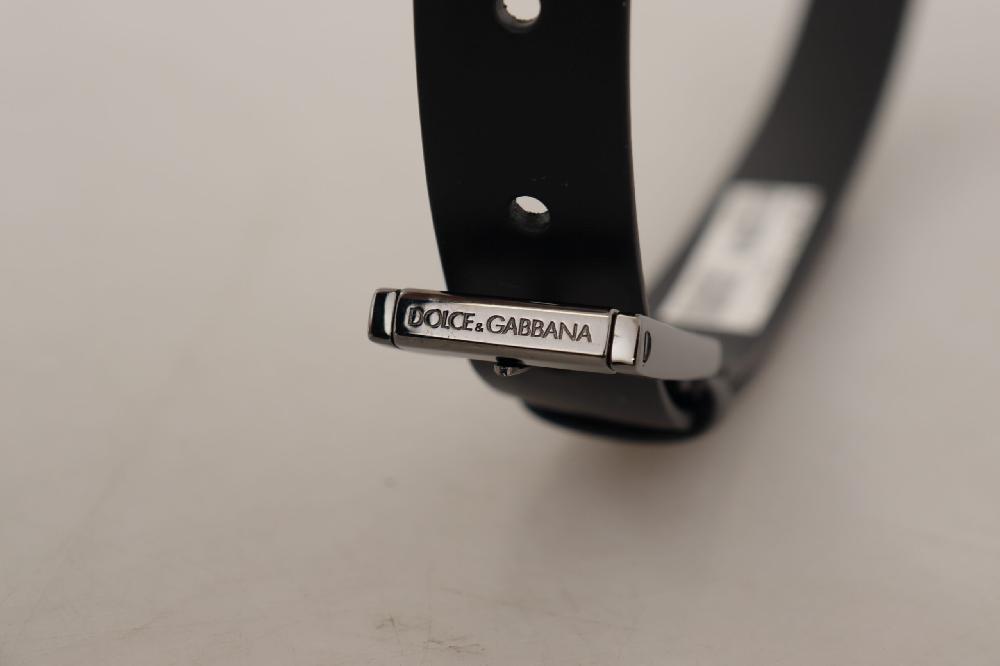 Black Calf Leather Vintage Steel Logo Buckle Belt - 90-cm-36-inches