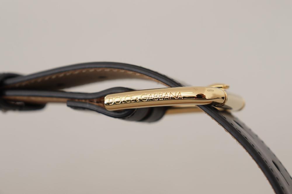 Black Solid Leather Classic Gold Waist Buckle Belt - 60-cm-24-inches