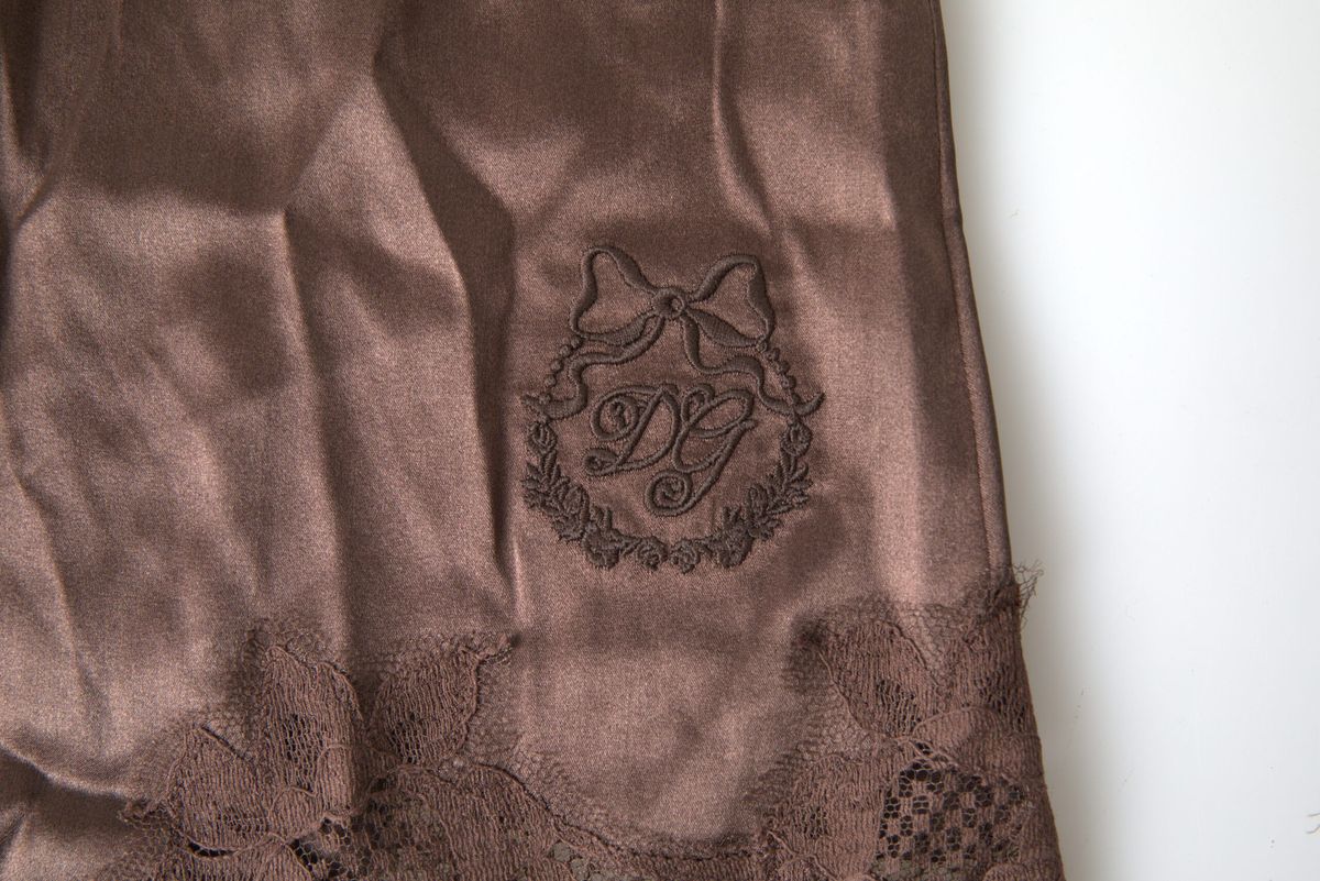 Brown Logo Silk Sleepwear Camisole Top Underwear - it4-l