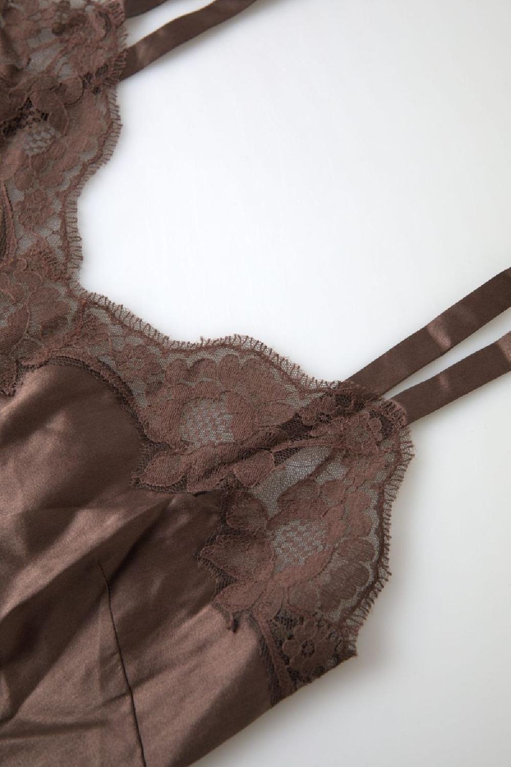 Brown Logo Silk Sleepwear Camisole Top Underwear - it4-l
