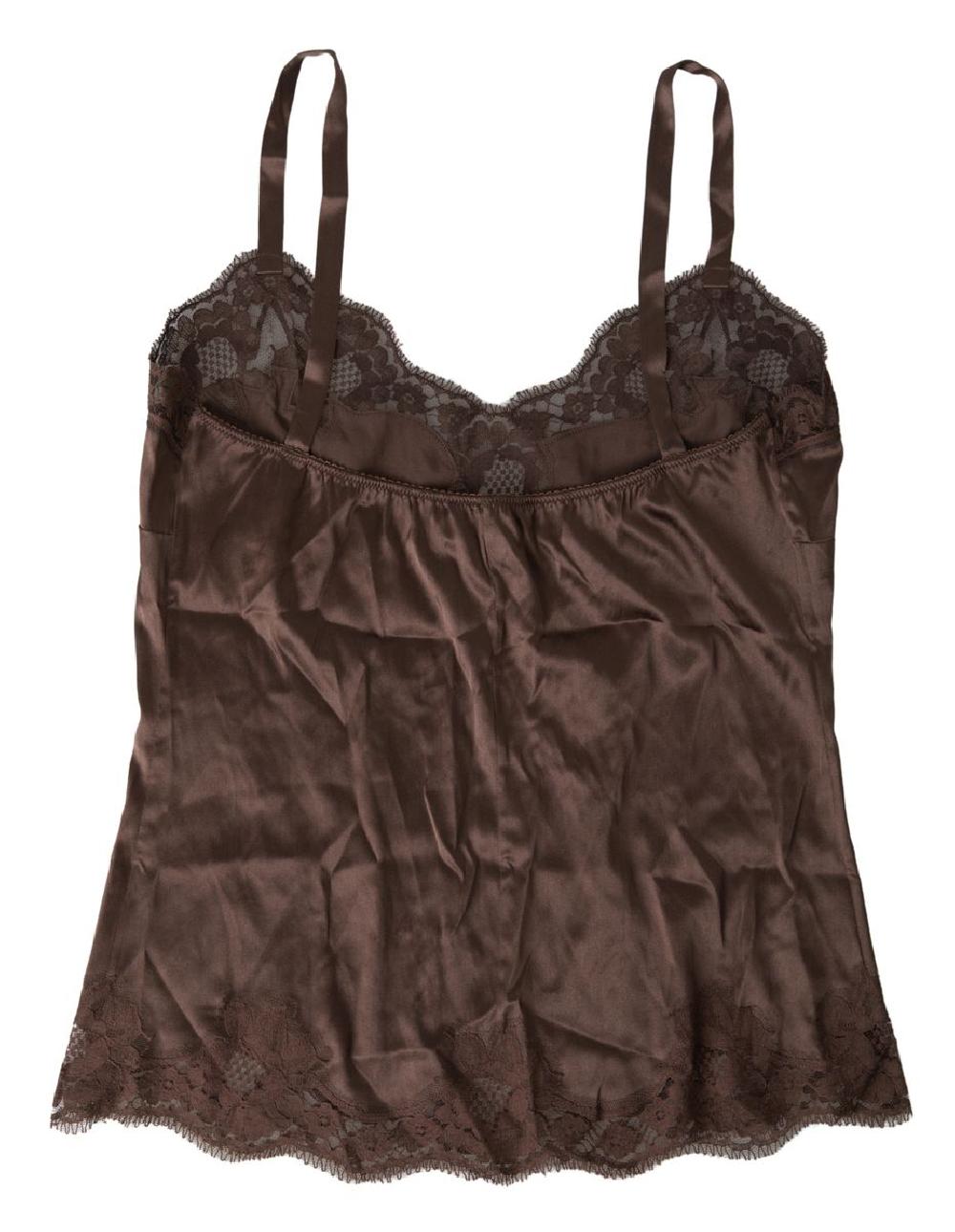 Brown Logo Silk Sleepwear Camisole Top Underwear - it4-l