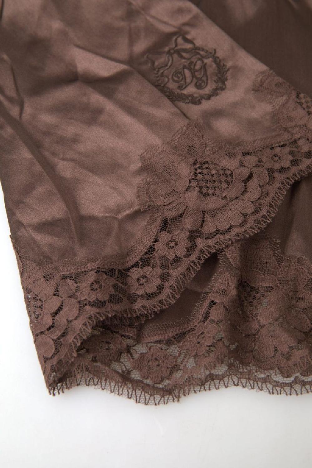 Brown Logo Silk Sleepwear Camisole Top Underwear - it4-l