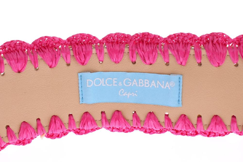 Pink Raffia Woven Wide Belt - 70-cm-28-inches