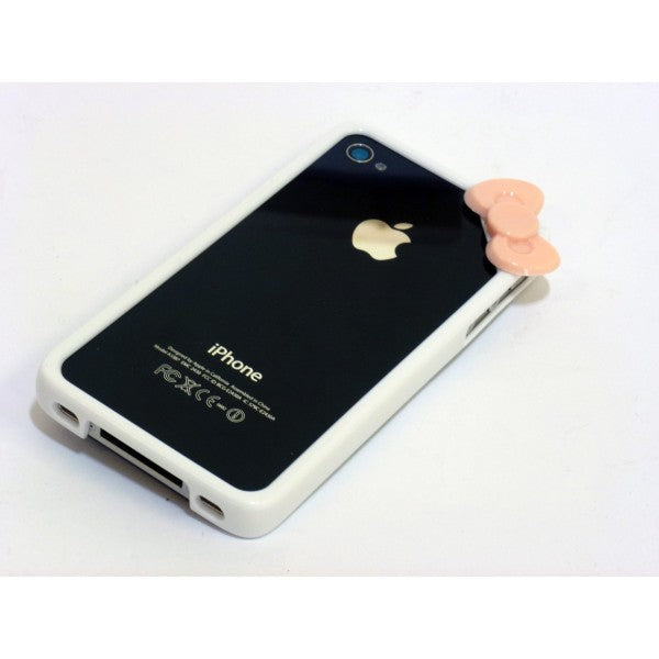 Bumper with bow for iPhone 4 and 4S - White Color
