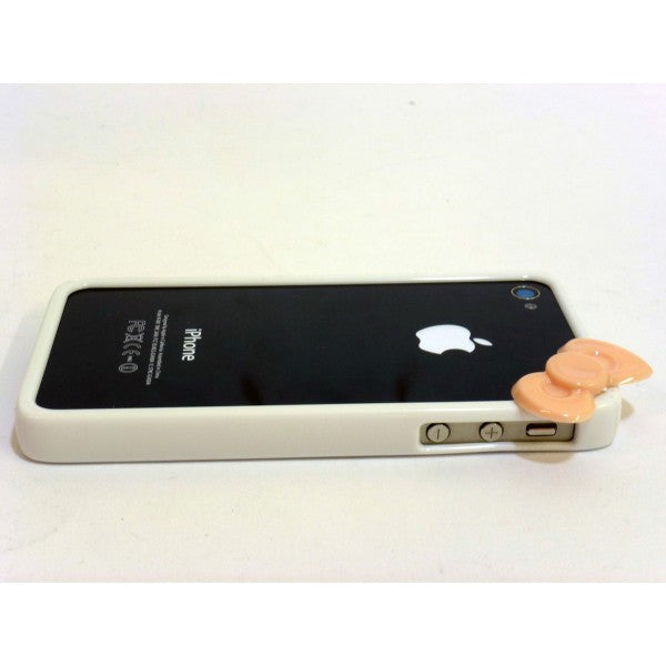 Bumper with bow for iPhone 4 and 4S - White Color