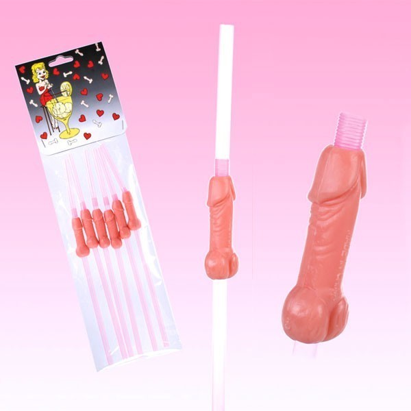 Set of 6 penis-shaped straws