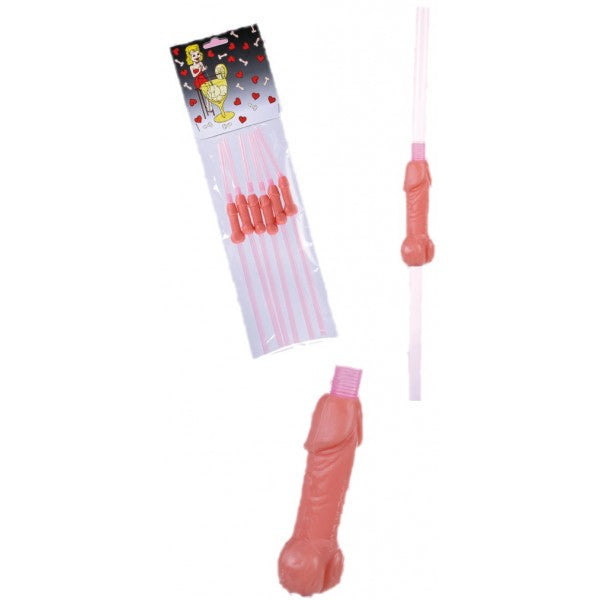 Set of 6 penis-shaped straws