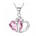 Necklace with heart pendant covered by rhinestone - Pink