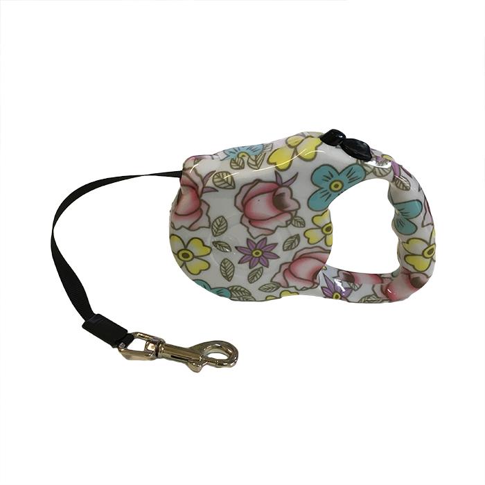 Extendable leash for dogs - Max 15 kg -Flowers colored-Start & Stop