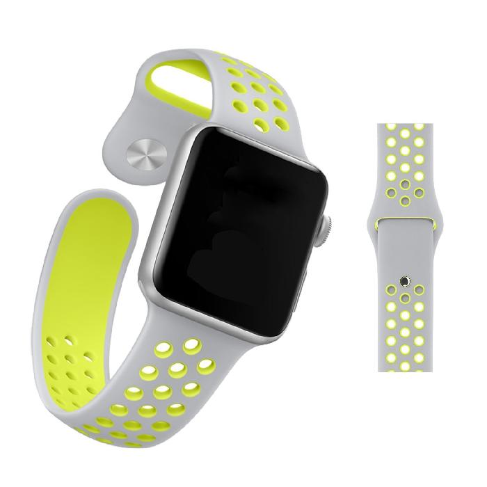 Silicone Sport Strap for Apple Watch Nike+ Grey/Yellow 42 mm 142/97mm