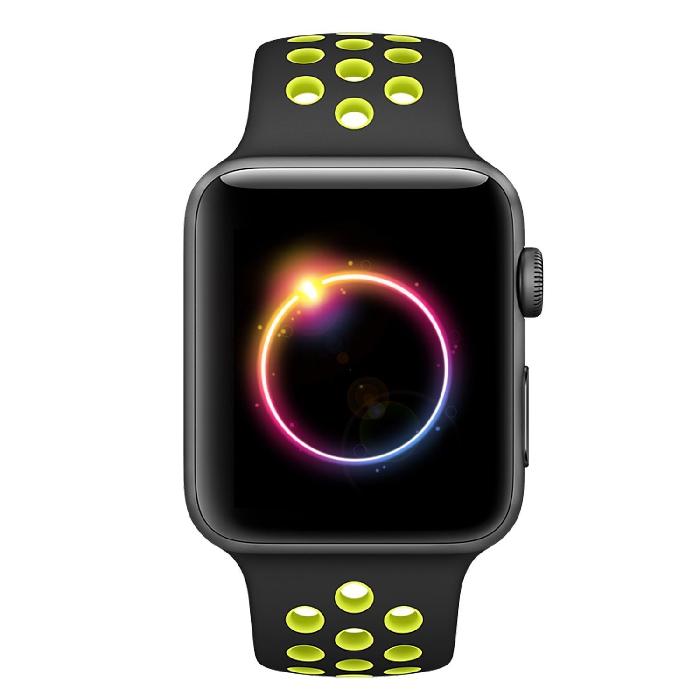 Silicone Sport Strap for Apple Watch Nike+ Black/Yellow 38 mm 134/97mm
