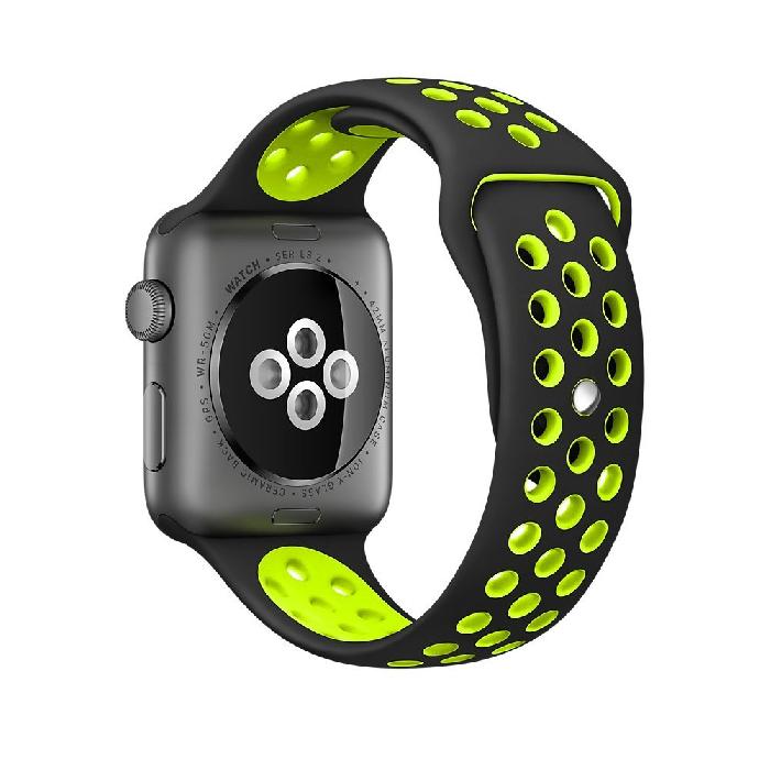 Silicone Sport Strap for Apple Watch Nike+ Black/Green 38 mm 134/97mm