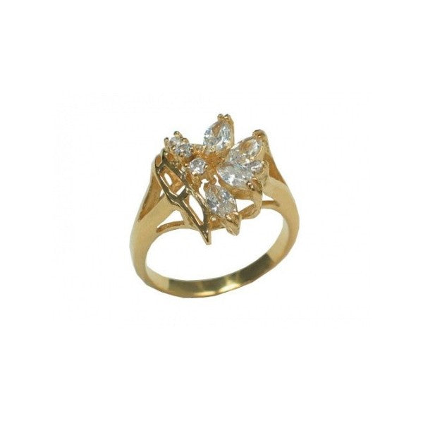 Ring in Silver plated lacquered gold with cubic zirconia diamonds