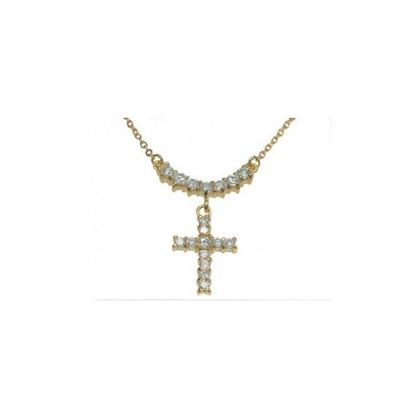 Silver necklace and pendant 926 gold lacquered with synthetic diamonds