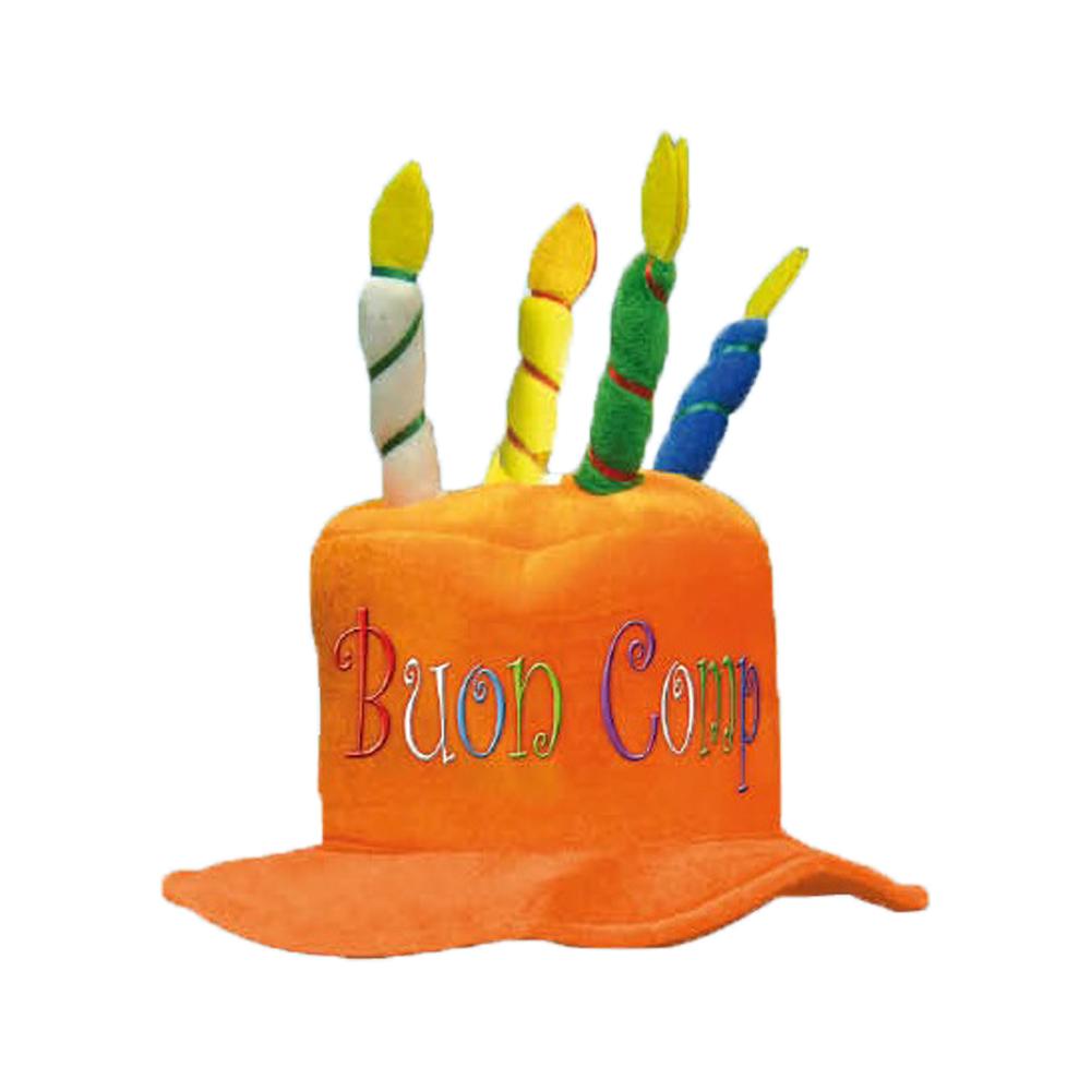 Buon Compleanno Cap with candles Orange - Gift idea prank