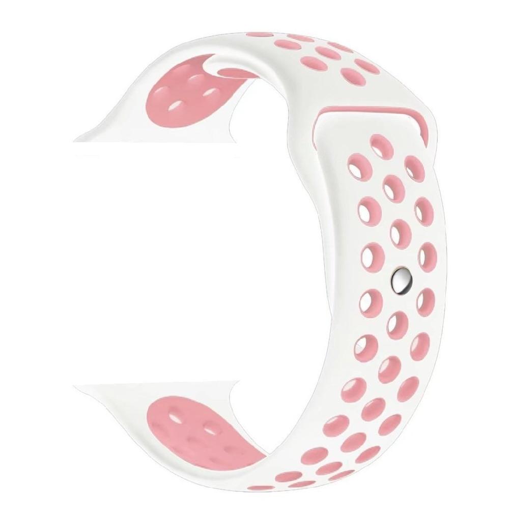 Silicone Sport Strap for Apple Watch Nike+ White/Pink 42 mm 118/92mm
