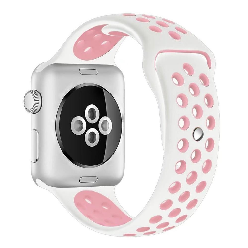 Silicone Sport Strap for Apple Watch Nike+ White/Pink 42 mm 118/92mm