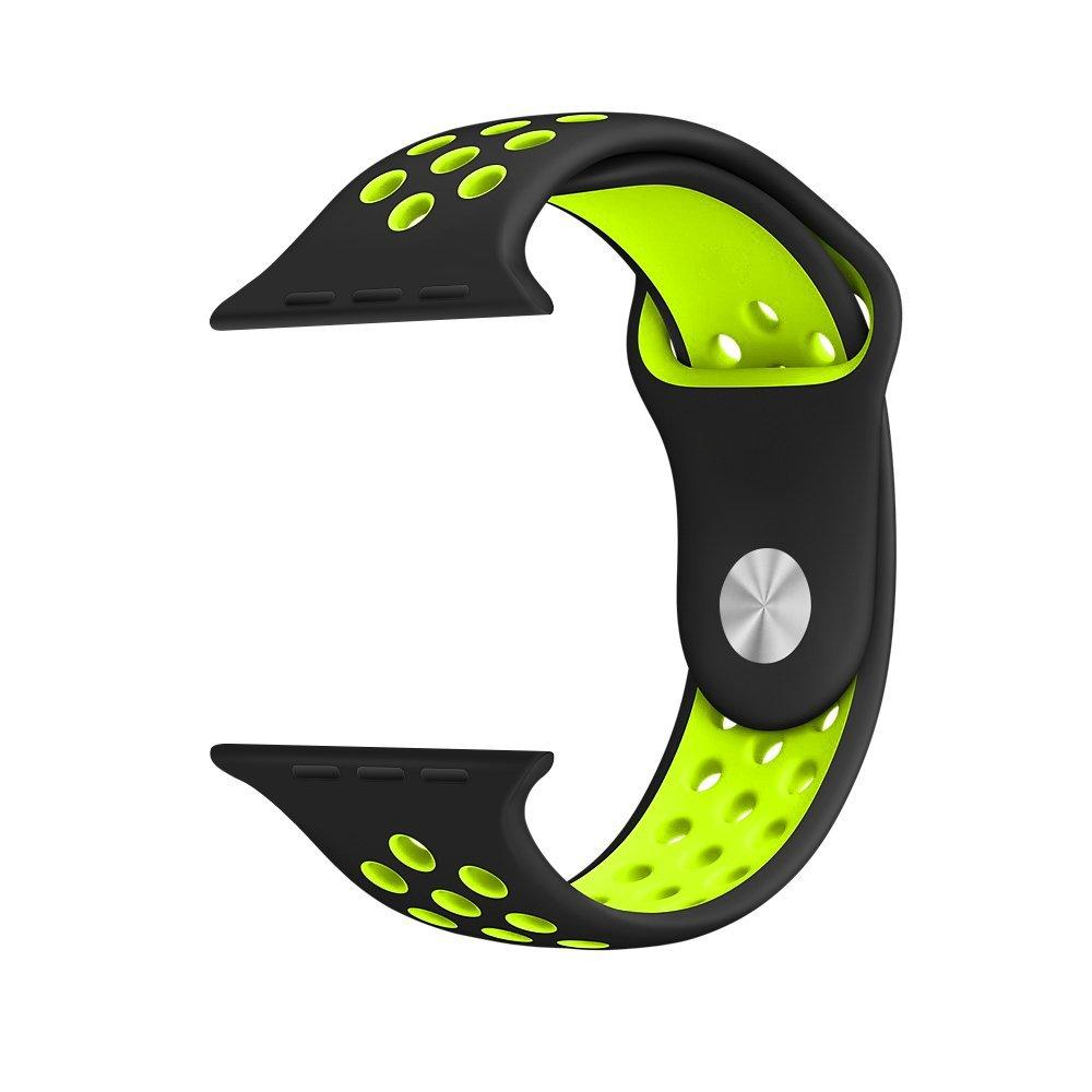 Silicone Sport Strap for Apple Watch Nike+ Black/Green 42 mm 118/92mm