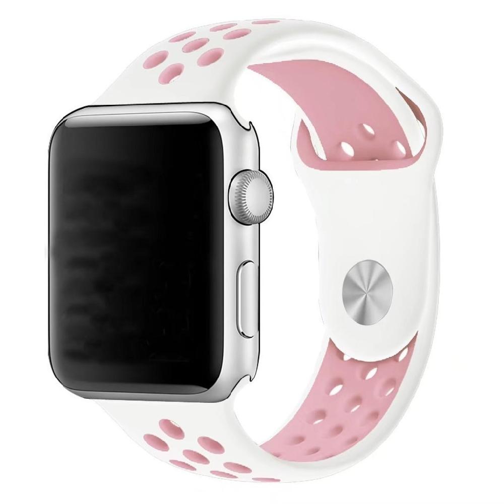 Silicone Sport Strap for Apple Watch Nike+ White/Pink 38 mm 112/97mm