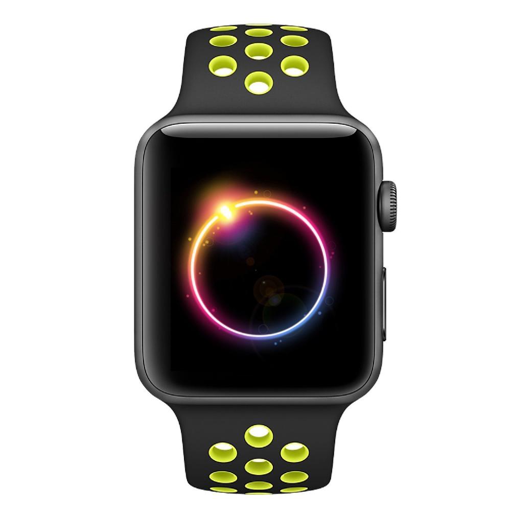Silicone Sport Strap for Apple Watch Nike+ Black/Yellow 38 mm 112/97mm