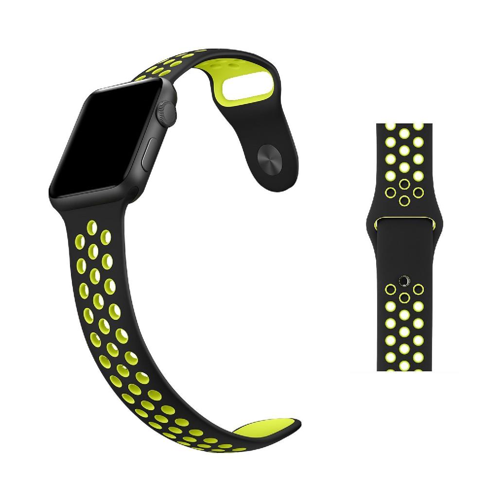 Silicone Sport Strap for Apple Watch Nike+ Black/Yellow 38 mm 112/97mm