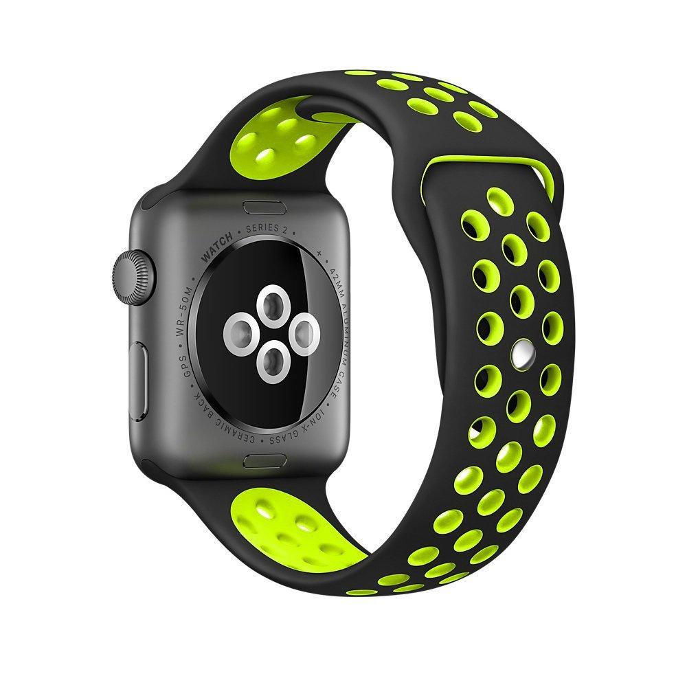 Silicone Sport Strap for Apple Watch Nike+ Black/Green 38 mm 112/97mm