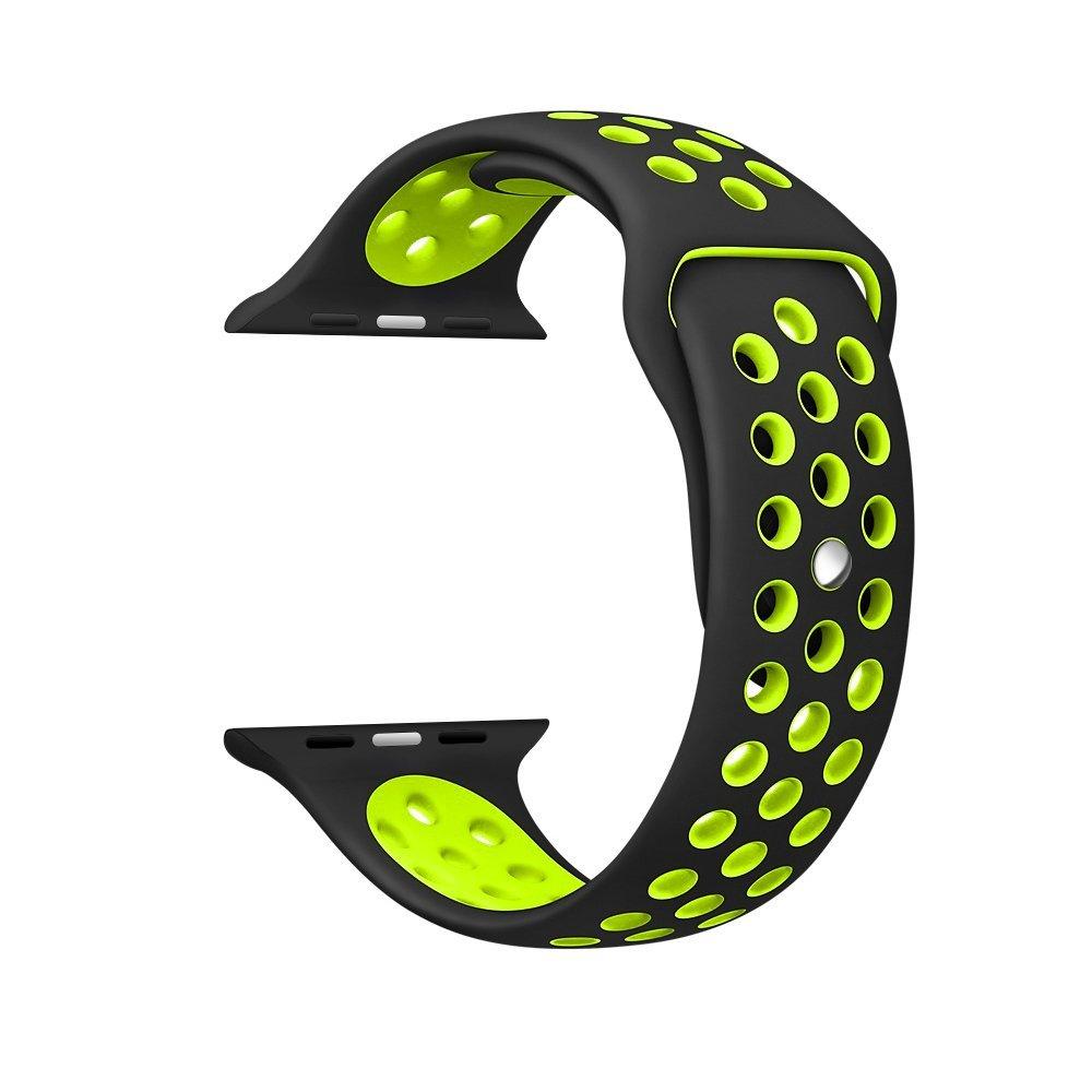 Silicone Sport Strap for Apple Watch Nike+ Black/Green 38 mm 112/97mm