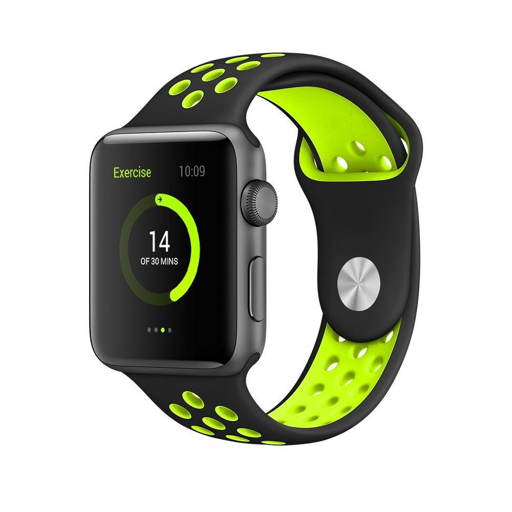 Silicone Sport Strap for Apple Watch Nike+ Black/Green 38 mm 112/97mm