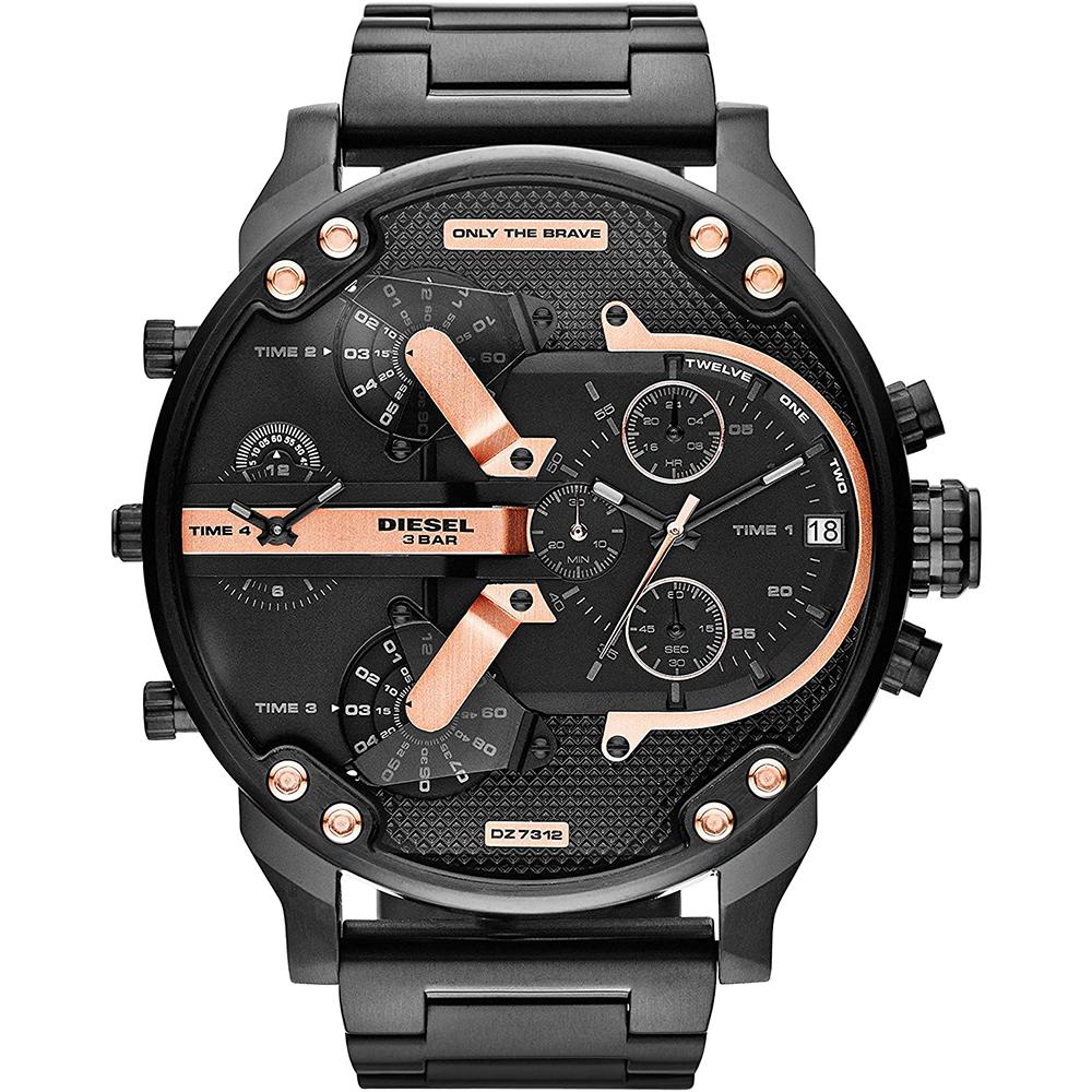 Diesel men's watch Mr Daddy 2.0 DZ7312 - Black/Rose Gold Steel