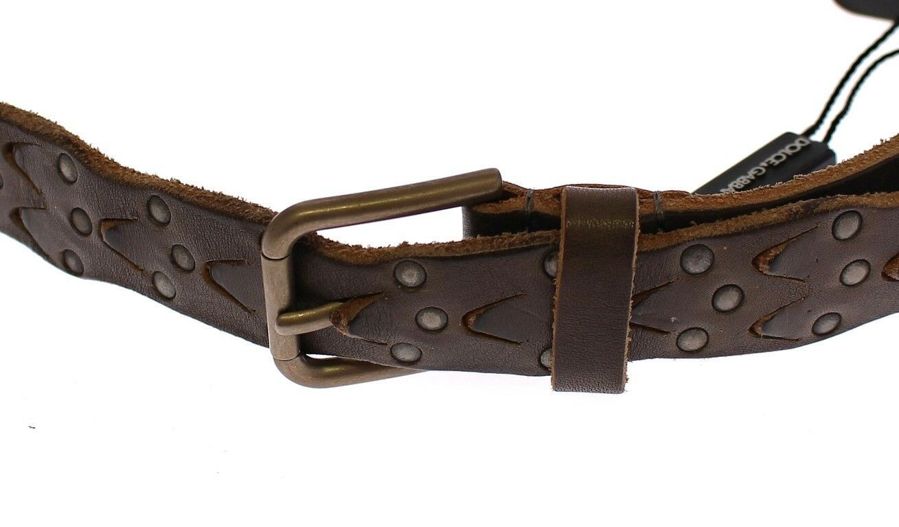 Brown Leather Logo Cintura Gürtel Belt - 95-cm-38-inches