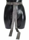 Black Silk Clear Crystal Bow Waist Belt - s