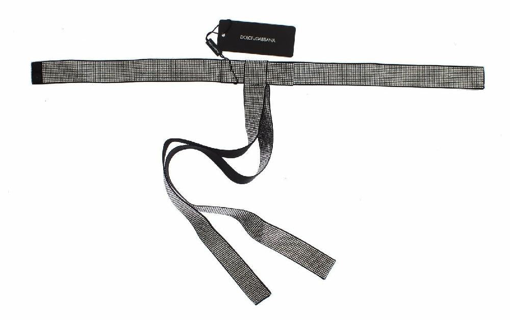 Black Silk Clear Crystal Bow Waist Belt - s