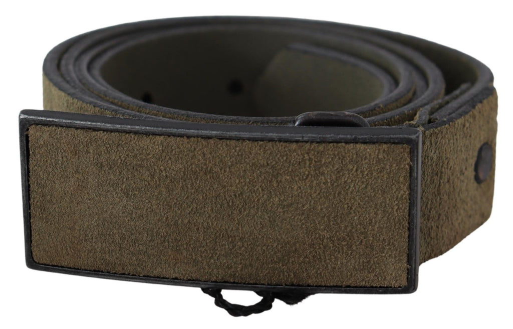 Green Leather Velvet Buckle Waist Army Belt - 100-cm-40-inches
