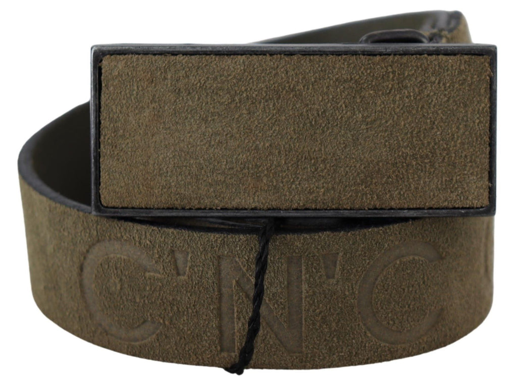 Green Leather Velvet Buckle Waist Army Belt - 100-cm-40-inches