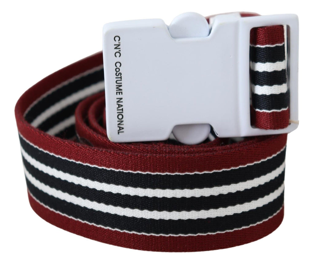 Black Red Stripe White Logo Buckle Waist Belt - 110-cm-44-inches