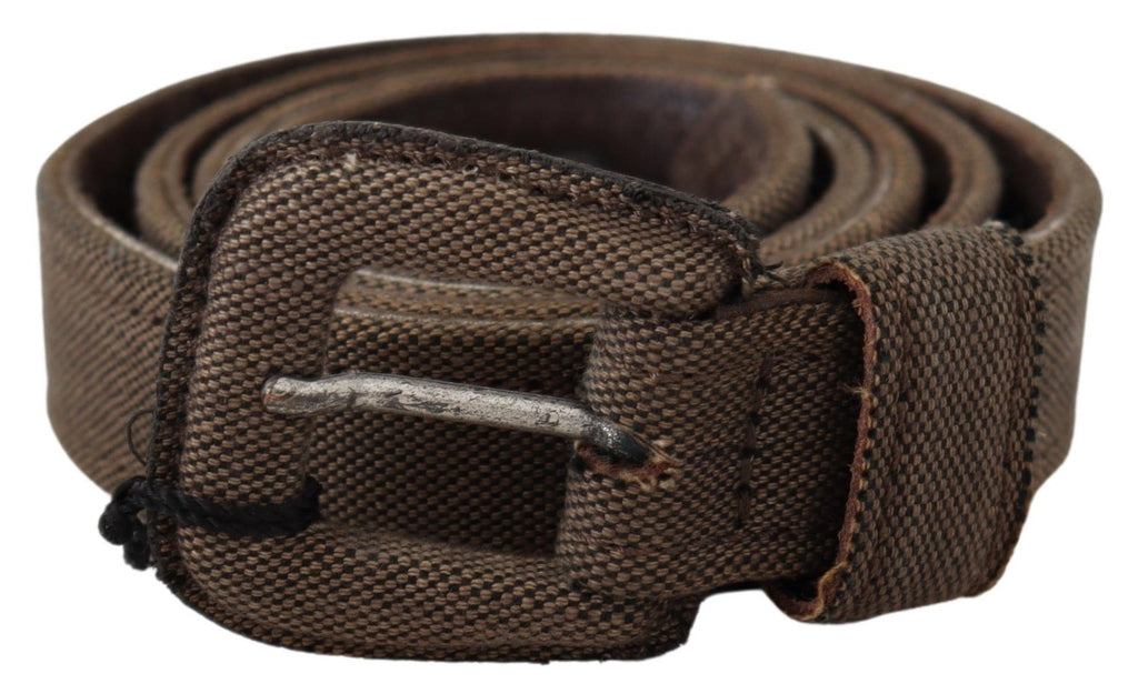 Brown Leather Logo Buckle Waist Belt - 100-cm-40-inches