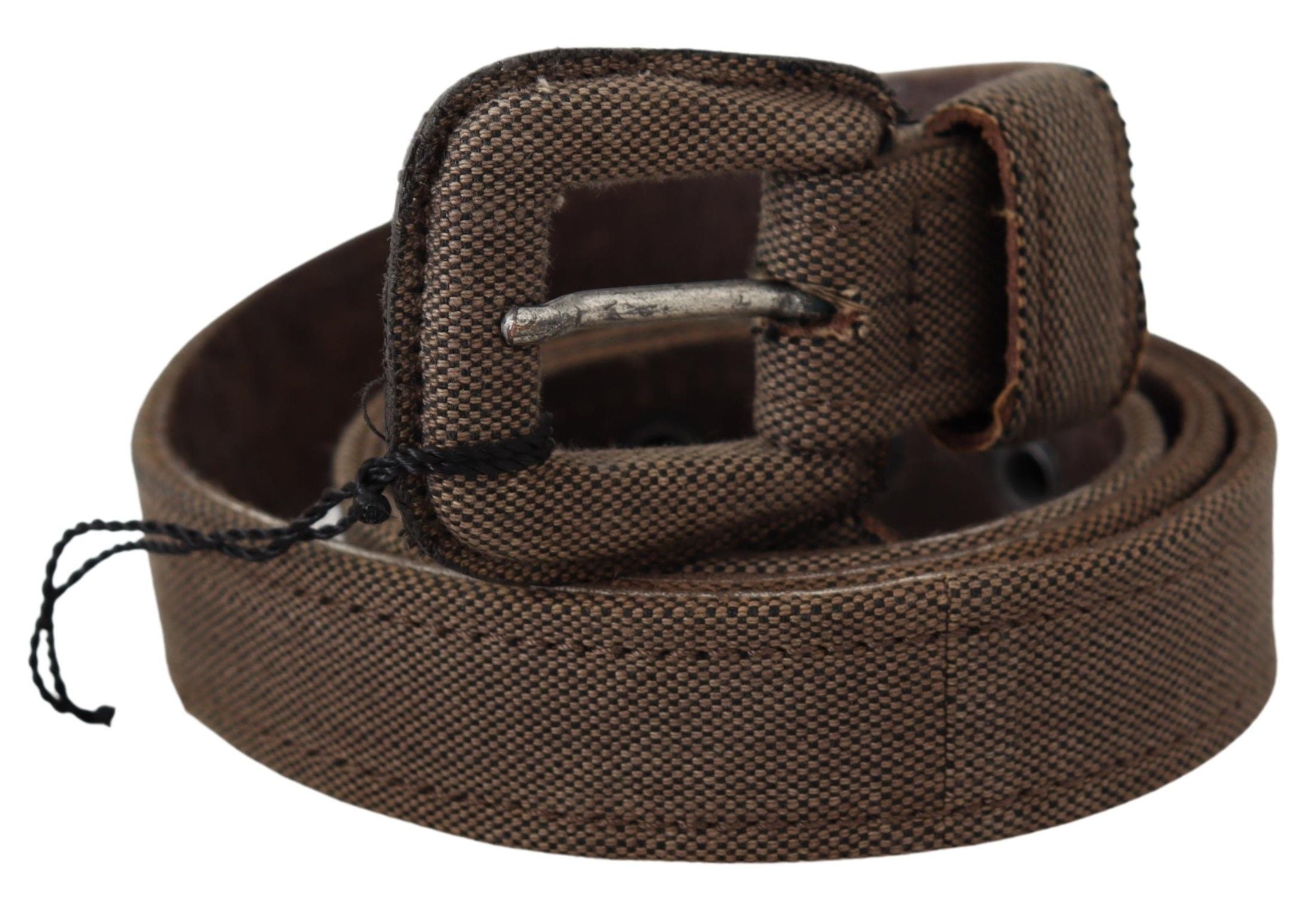 Brown Leather Logo Buckle Waist Belt - 100-cm-40-inches