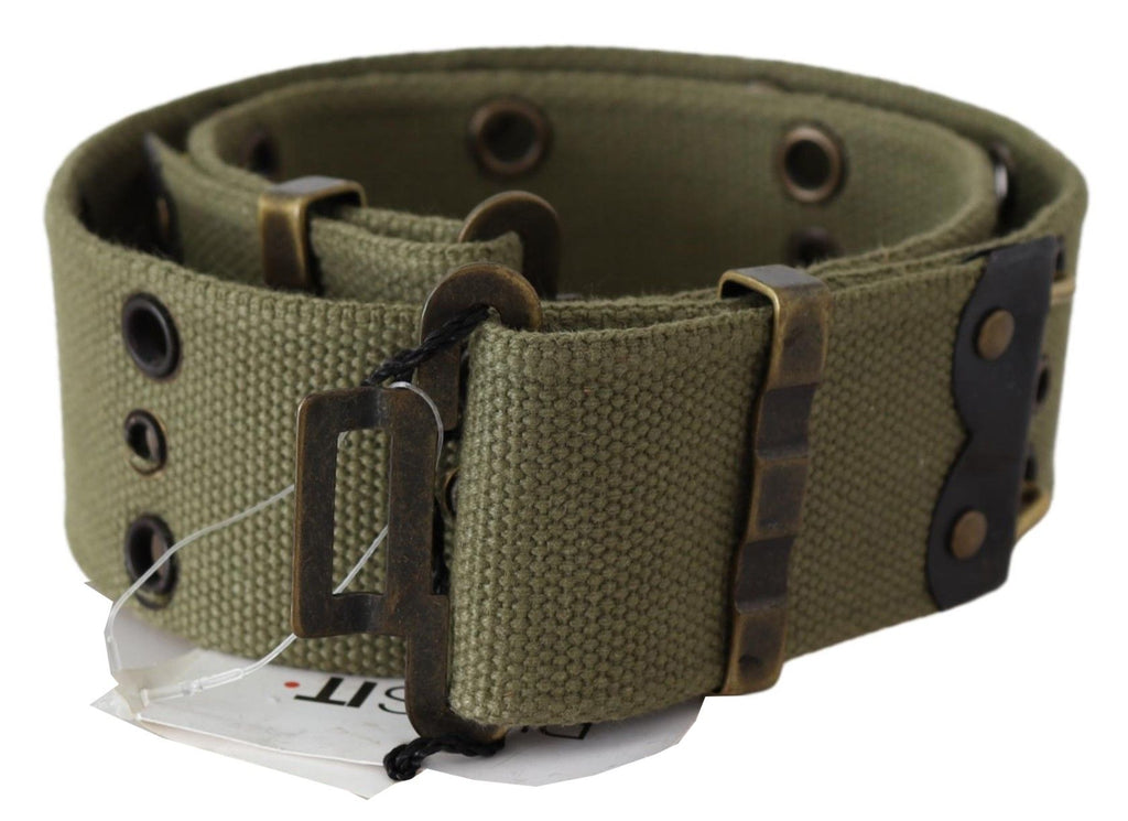 Green 100% Cotton Rustic Bronze Buckle Belt - 85-cm-34-inches