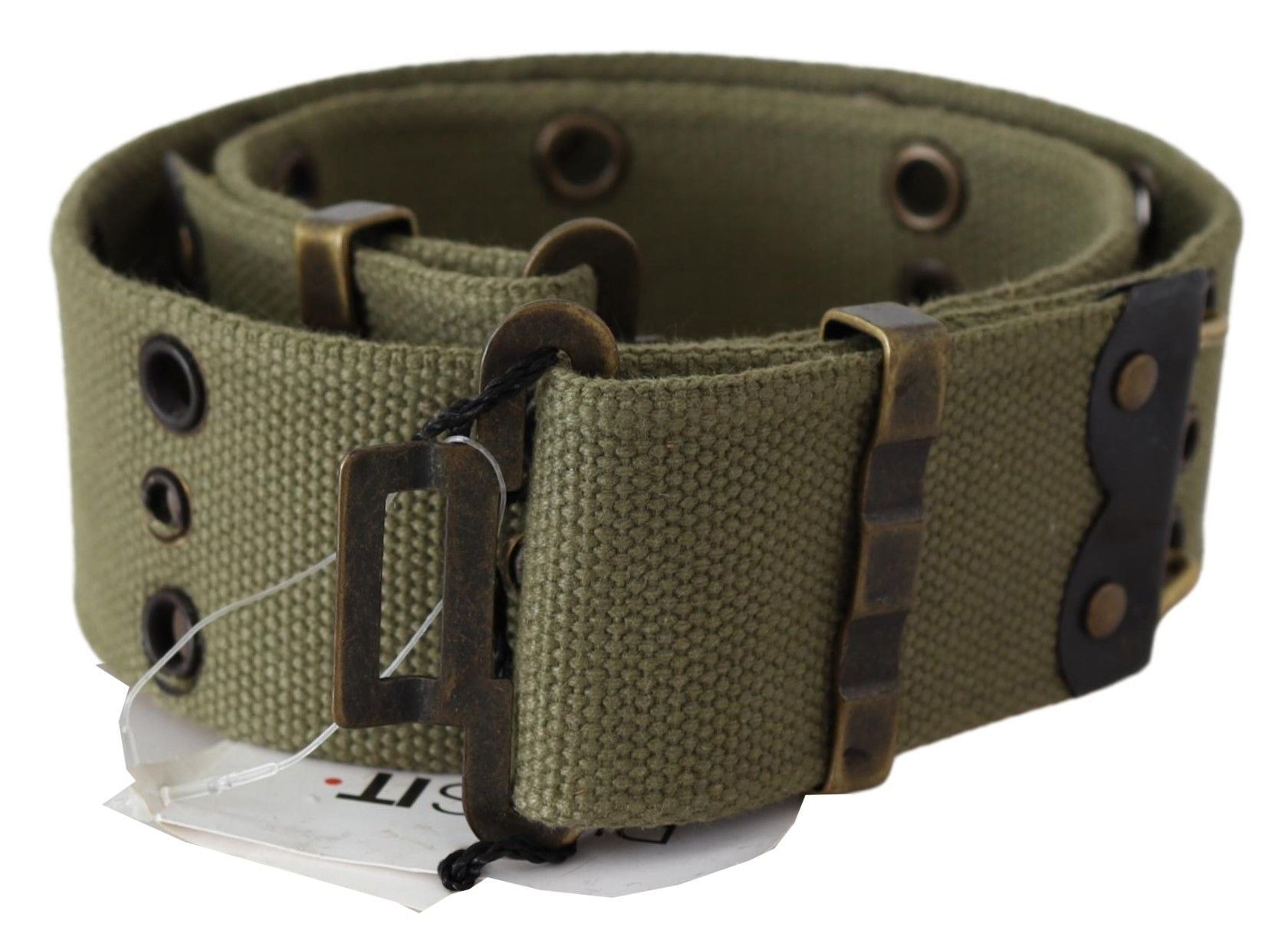 Green 100% Cotton Rustic Bronze Buckle Belt - 85-cm-34-inches