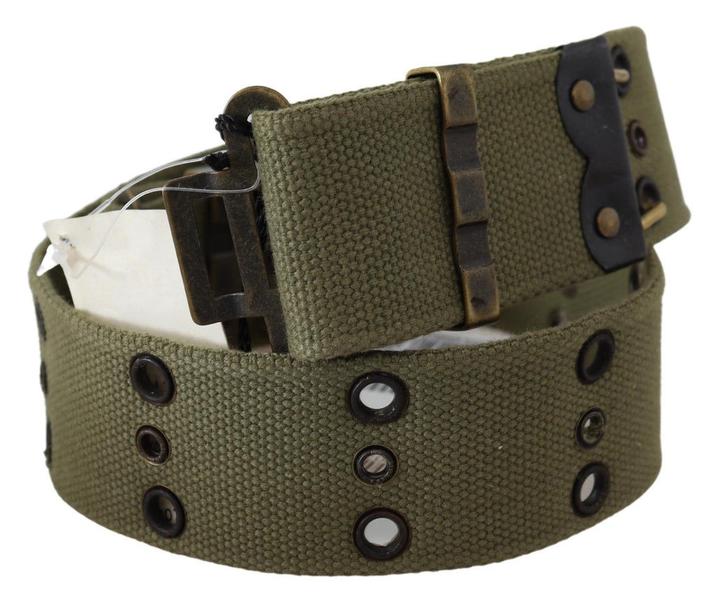 Green 100% Cotton Rustic Bronze Buckle Belt - 85-cm-34-inches