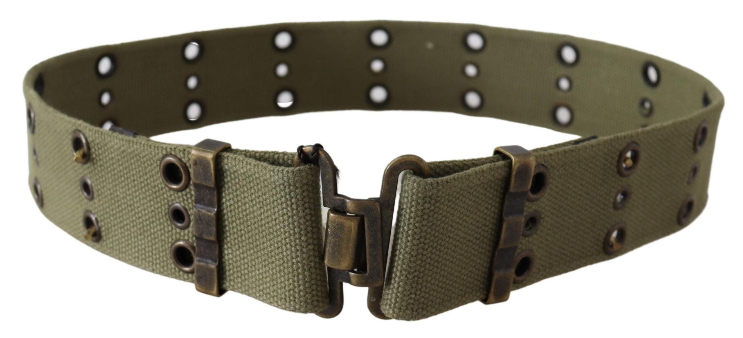 Green 100% Cotton Rustic Bronze Buckle Belt - 85-cm-34-inches