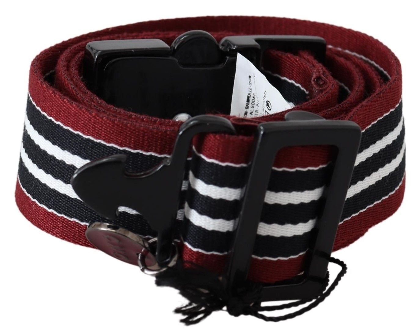 Maroon Black Stripe Silver Black Buckle Belt - 100-cm-40-inches