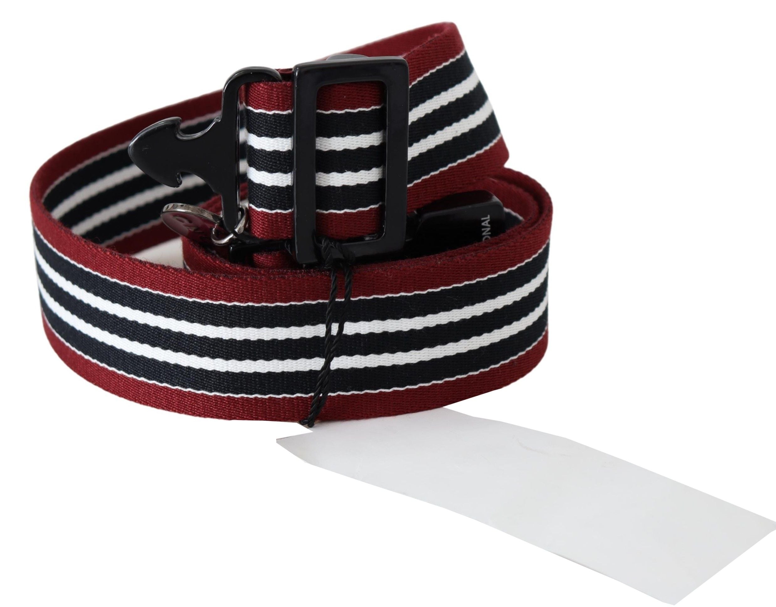 Maroon Black Stripe Silver Black Buckle Belt - 100-cm-40-inches