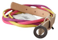 Multicolor Twisted Leather Circle Buckle Belt - 85-cm-34-inches