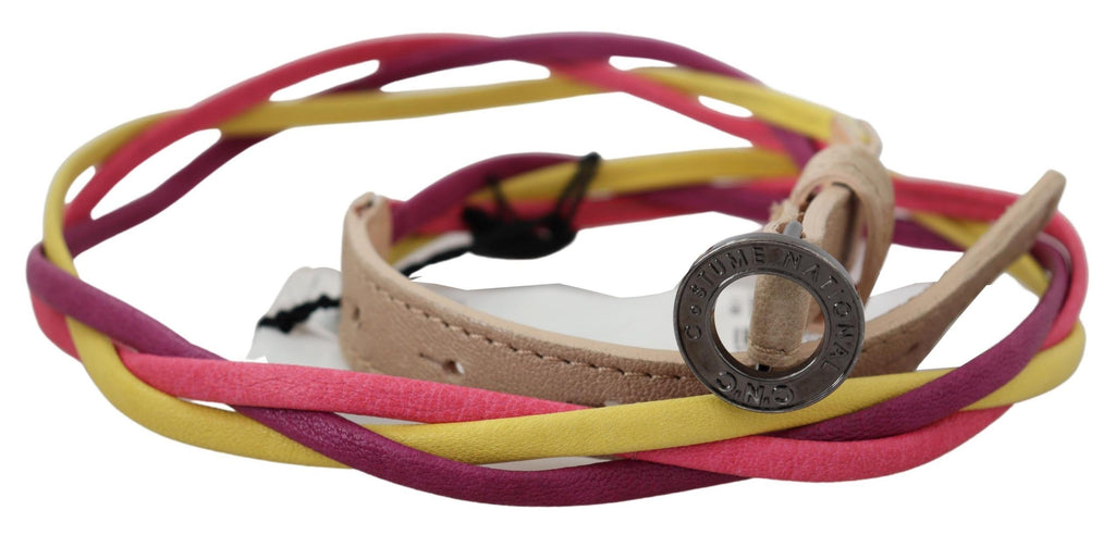 Multicolor Twisted Leather Circle Buckle Belt - 85-cm-34-inches